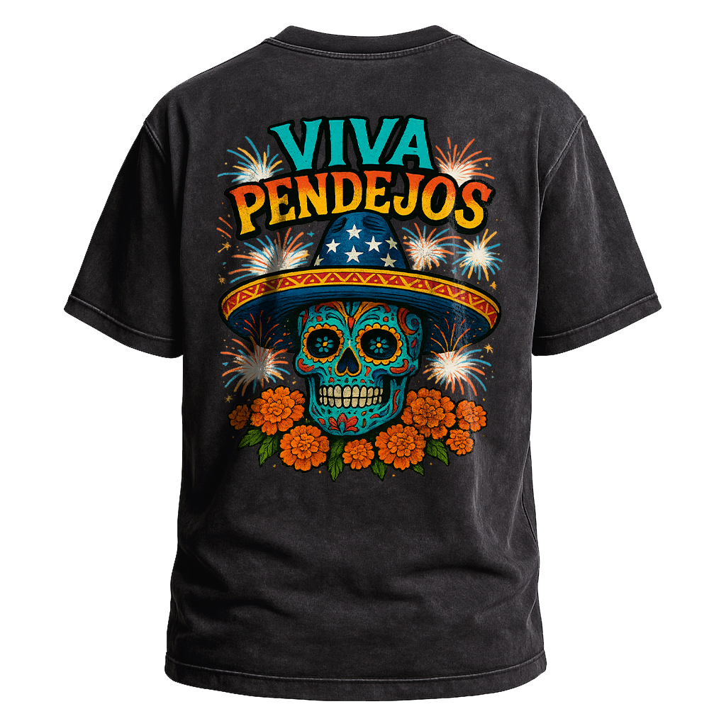 Viva Pendejos Sugar Skull Fireworks Tee