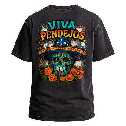 Viva Pendejos Sugar Skull Fireworks Tee