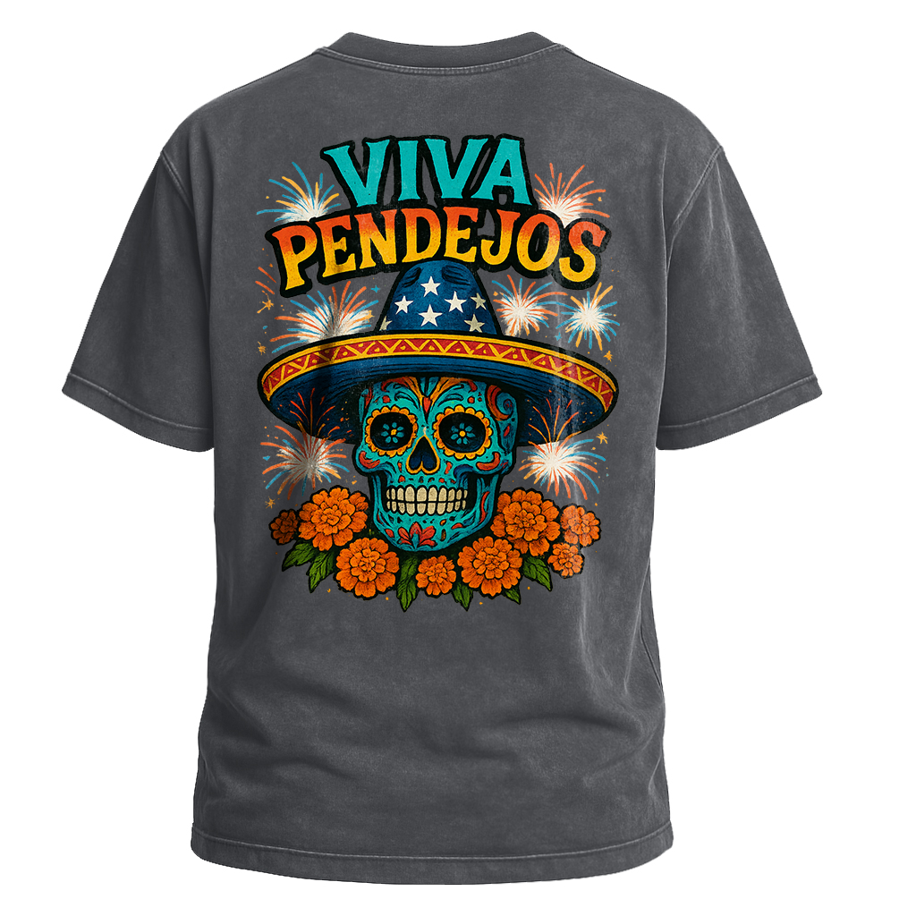 Viva Pendejos Sugar Skull Fireworks Tee