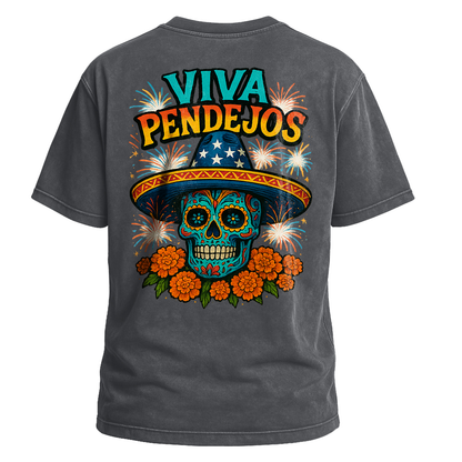 Viva Pendejos Sugar Skull Fireworks Tee