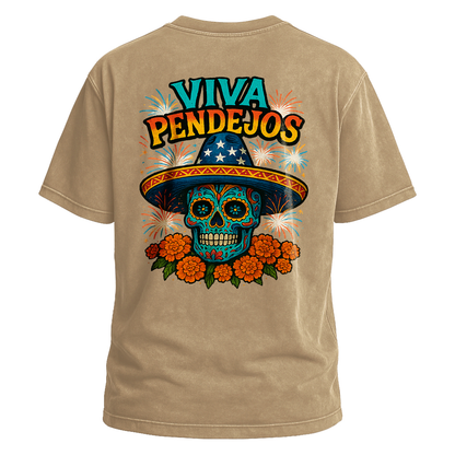 Viva Pendejos Sugar Skull Fireworks Tee