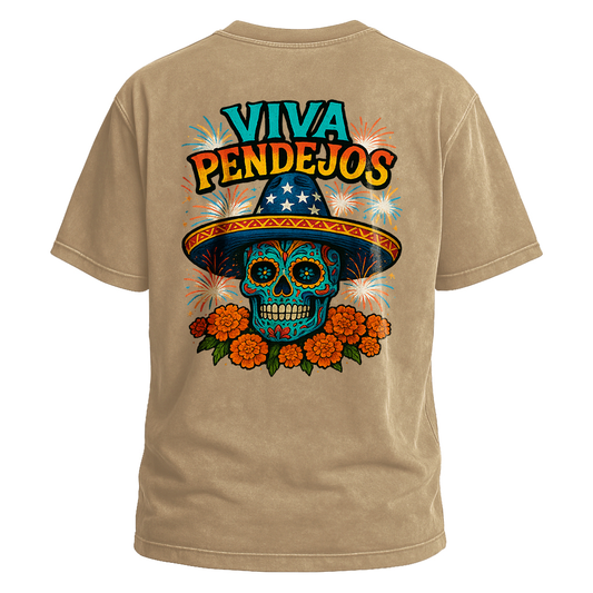 Viva Pendejos Sugar Skull Fireworks Tee