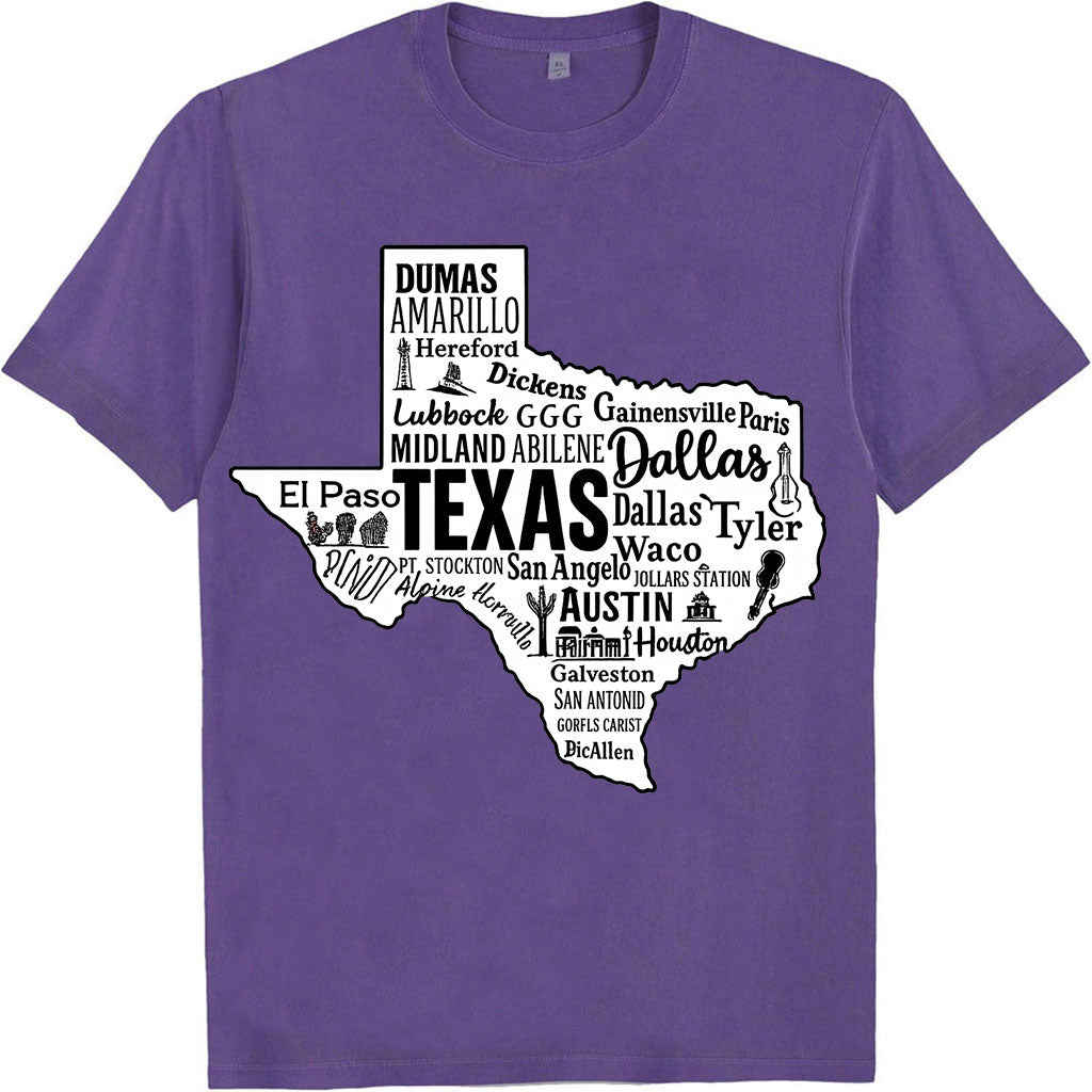 Texas Map Typography Tee