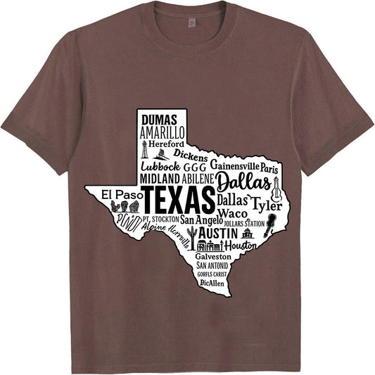 Texas Map Typography Tee