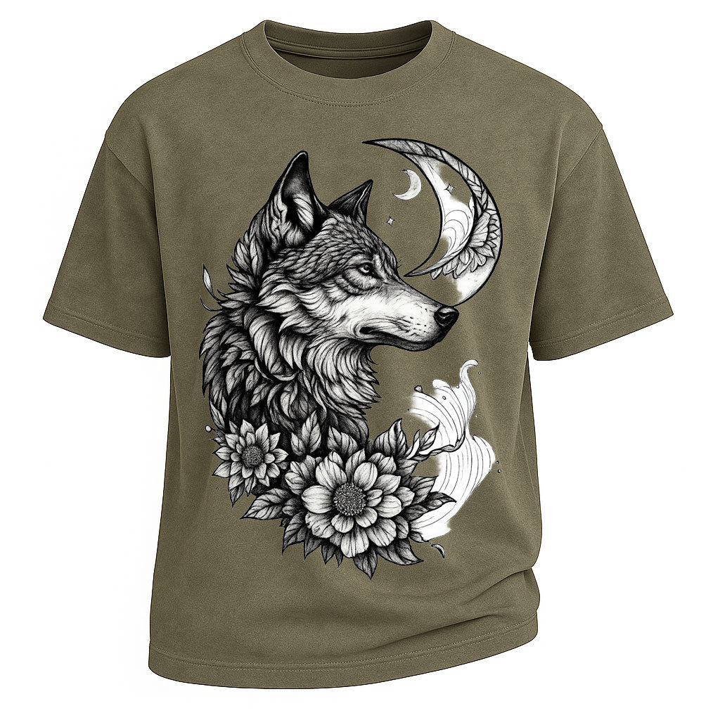 Moon Wolf Floral Western Tee