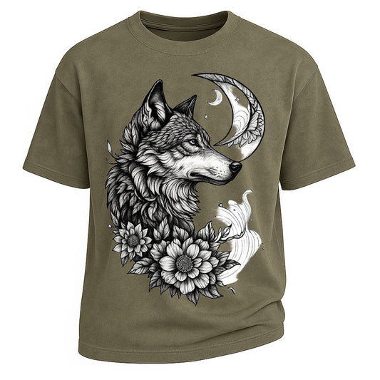 Moon Wolf Floral Western Tee