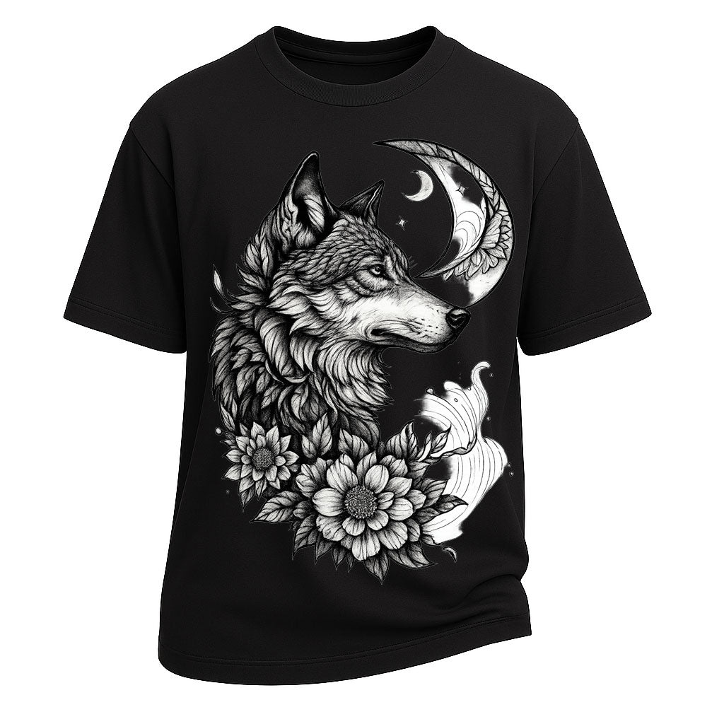 Moon Wolf Floral Western Tee