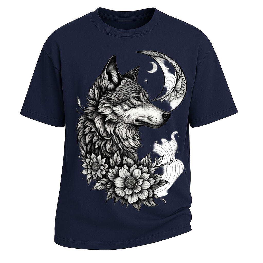 Moon Wolf Floral Western Tee