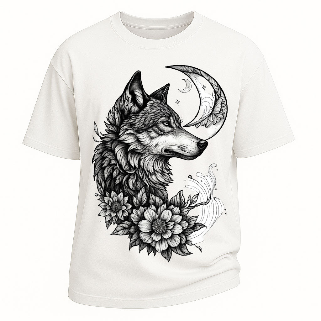 Moon Wolf Floral Western Tee