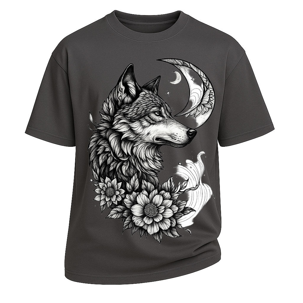 Moon Wolf Floral Western Tee