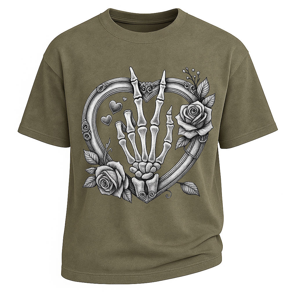 Skeleton Rose Heart Graphic Tee