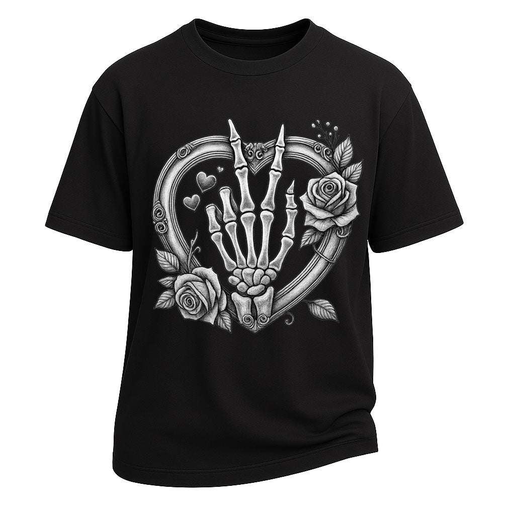Skeleton Rose Heart Graphic Tee
