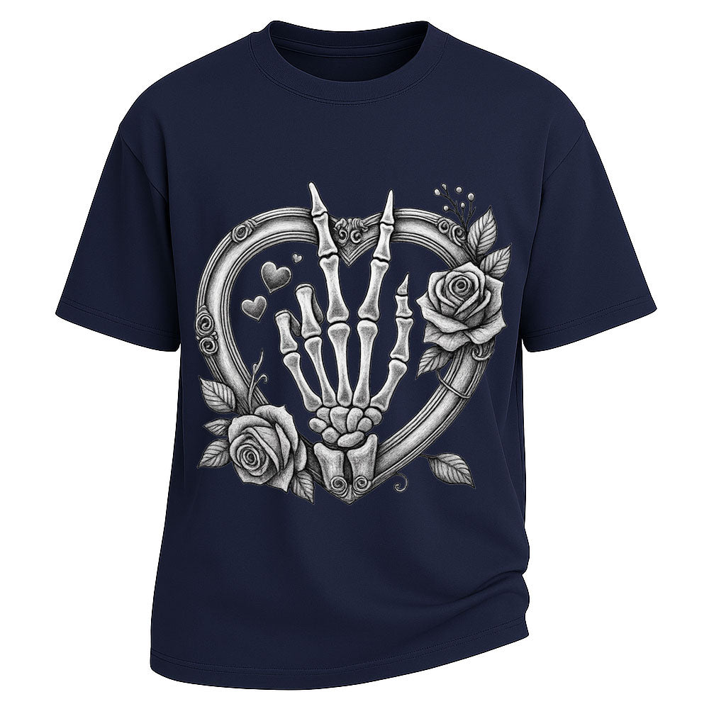 Skeleton Rose Heart Graphic Tee