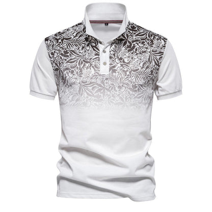 Men’s Gradient Floral Cotton Polo Shirts