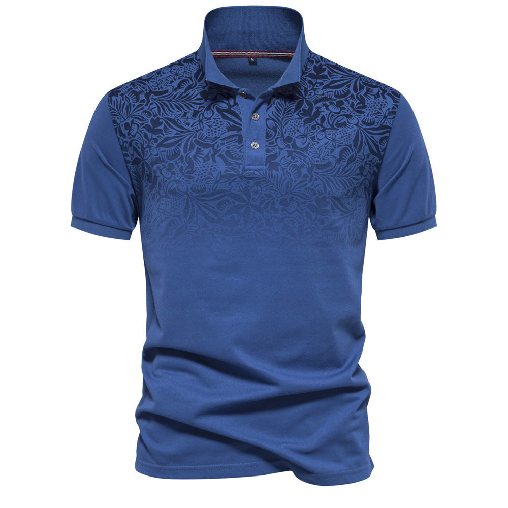 Men’s Gradient Floral Cotton Polo Shirts