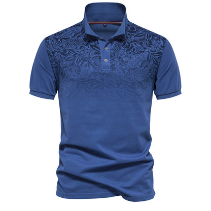 Men’s Gradient Floral Cotton Polo Shirts