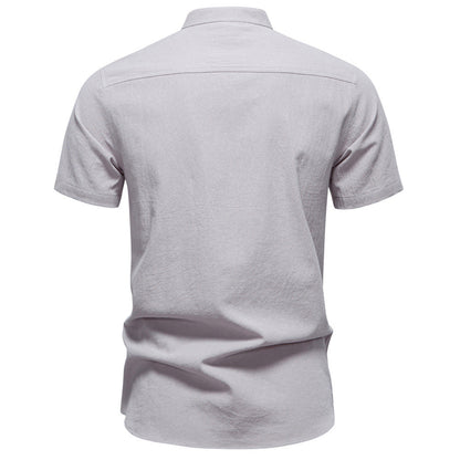Men's Short Sleeve Cotton Linen Henley Shirts