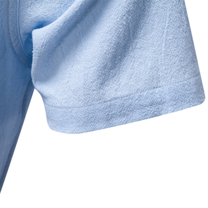 Men's Short Sleeve Cotton Linen Henley Shirts
