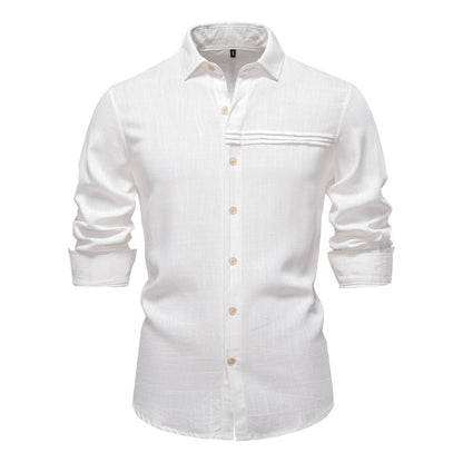 Men's Solid Long Sleeve Casual Linen Shirts