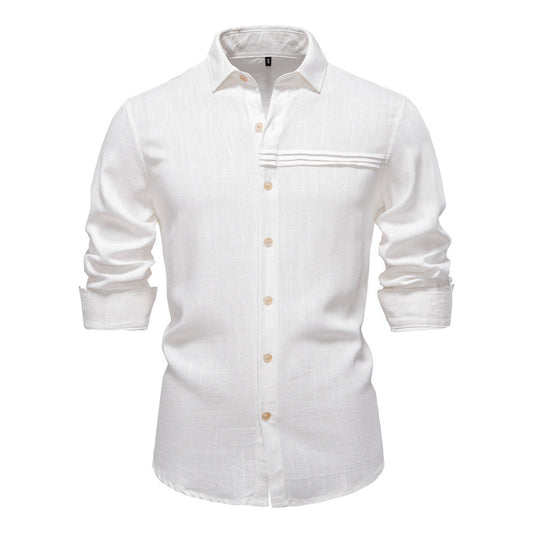 Men's Solid Long Sleeve Casual Linen Shirts