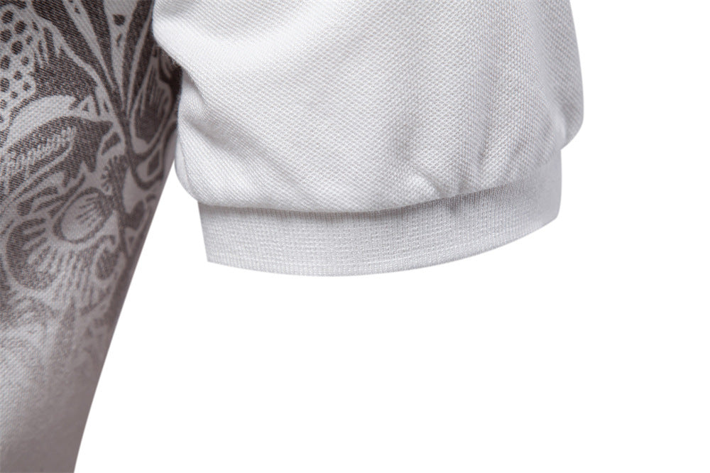 Men’s Gradient Floral Cotton Polo Shirts