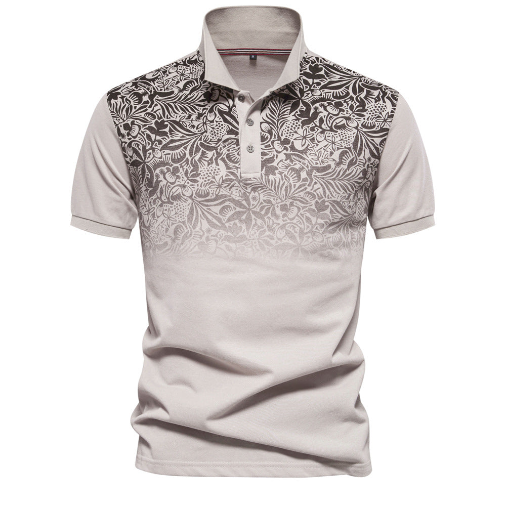 Men’s Gradient Floral Cotton Polo Shirts