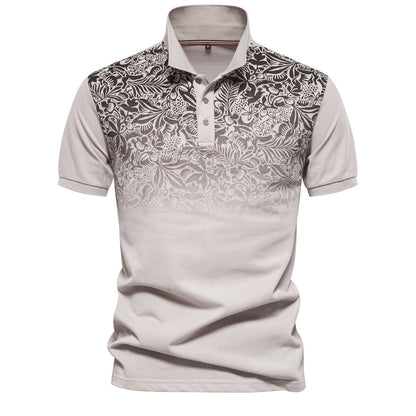 Men’s Gradient Floral Cotton Polo Shirts