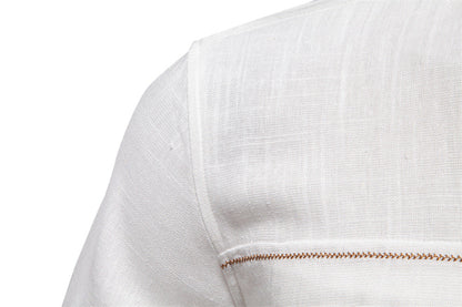 Men’s Long Sleeve Linen Western Pocket Stitch Shirts