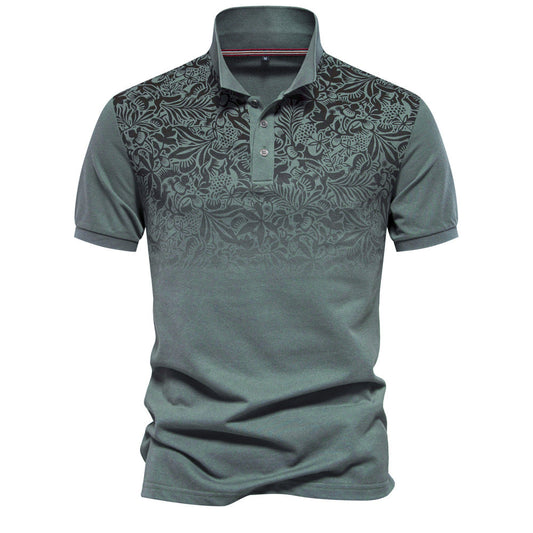 Men’s Gradient Floral Cotton Polo Shirts
