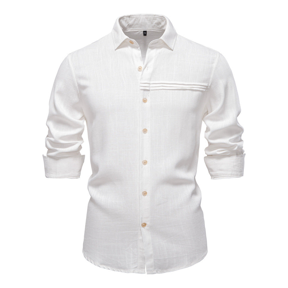 Men's Solid Long Sleeve Casual Linen Shirts