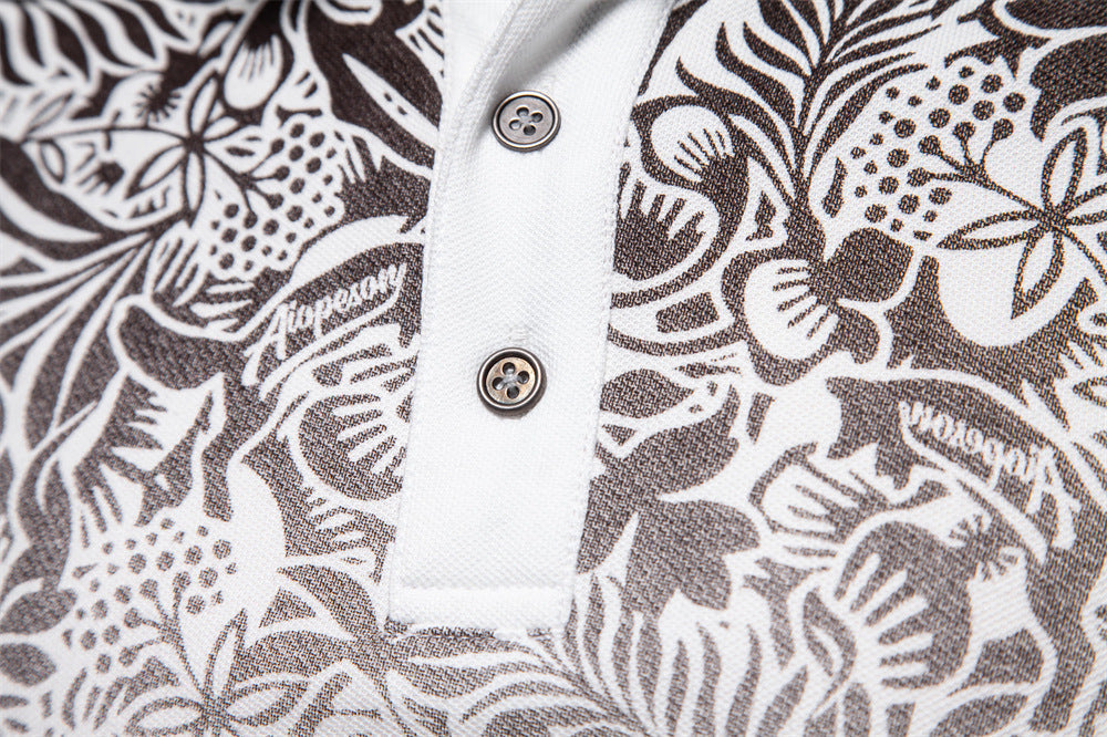 Men’s Gradient Floral Cotton Polo Shirts