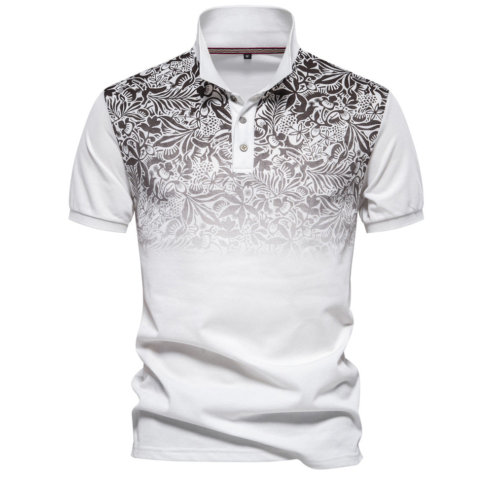 Men’s Gradient Floral Cotton Polo Shirts