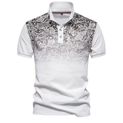 Men’s Gradient Floral Cotton Polo Shirts