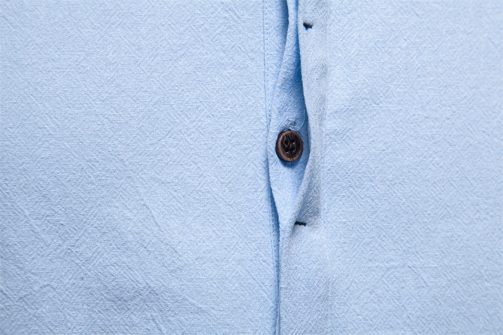 Men's Short Sleeve Cotton Linen Henley Shirts