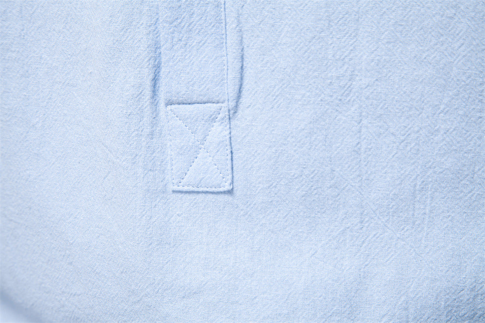 Men's Short Sleeve Cotton Linen Henley Shirts