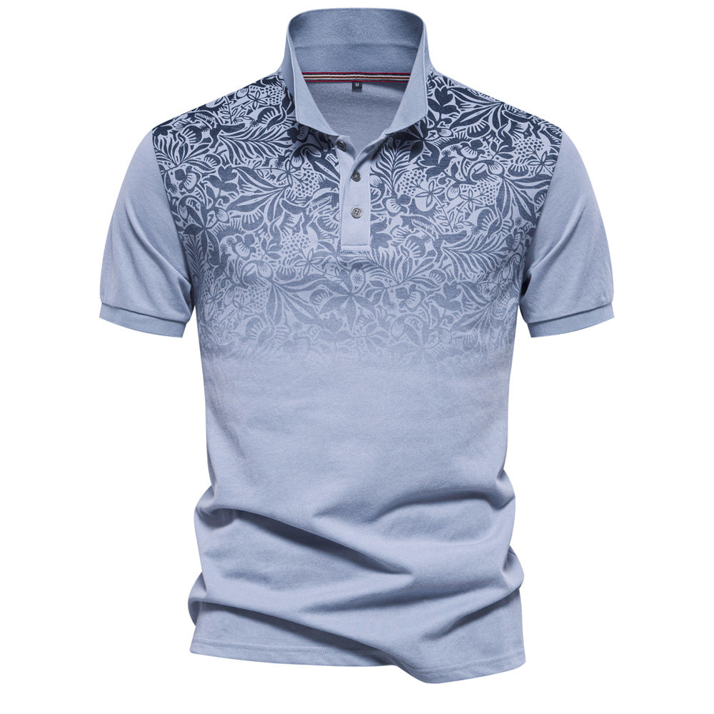 Men’s Gradient Floral Cotton Polo Shirts