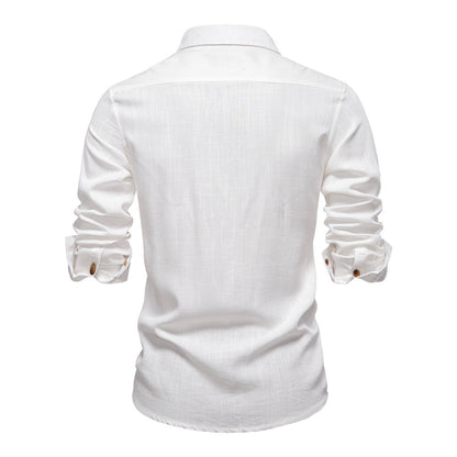 Men’s Long Sleeve Linen Western Pocket Stitch Shirts