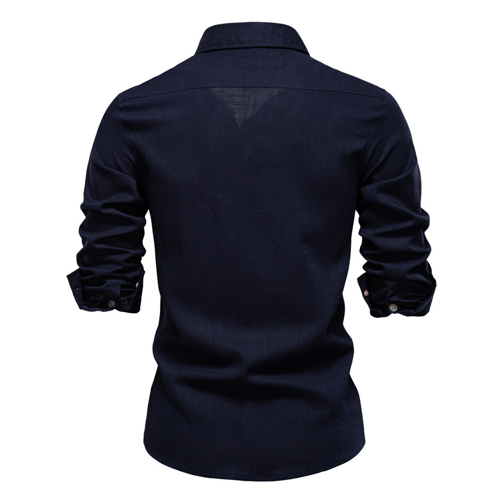 Men's Solid Long Sleeve Casual Linen Shirts