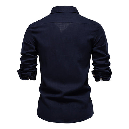 Men's Solid Long Sleeve Casual Linen Shirts