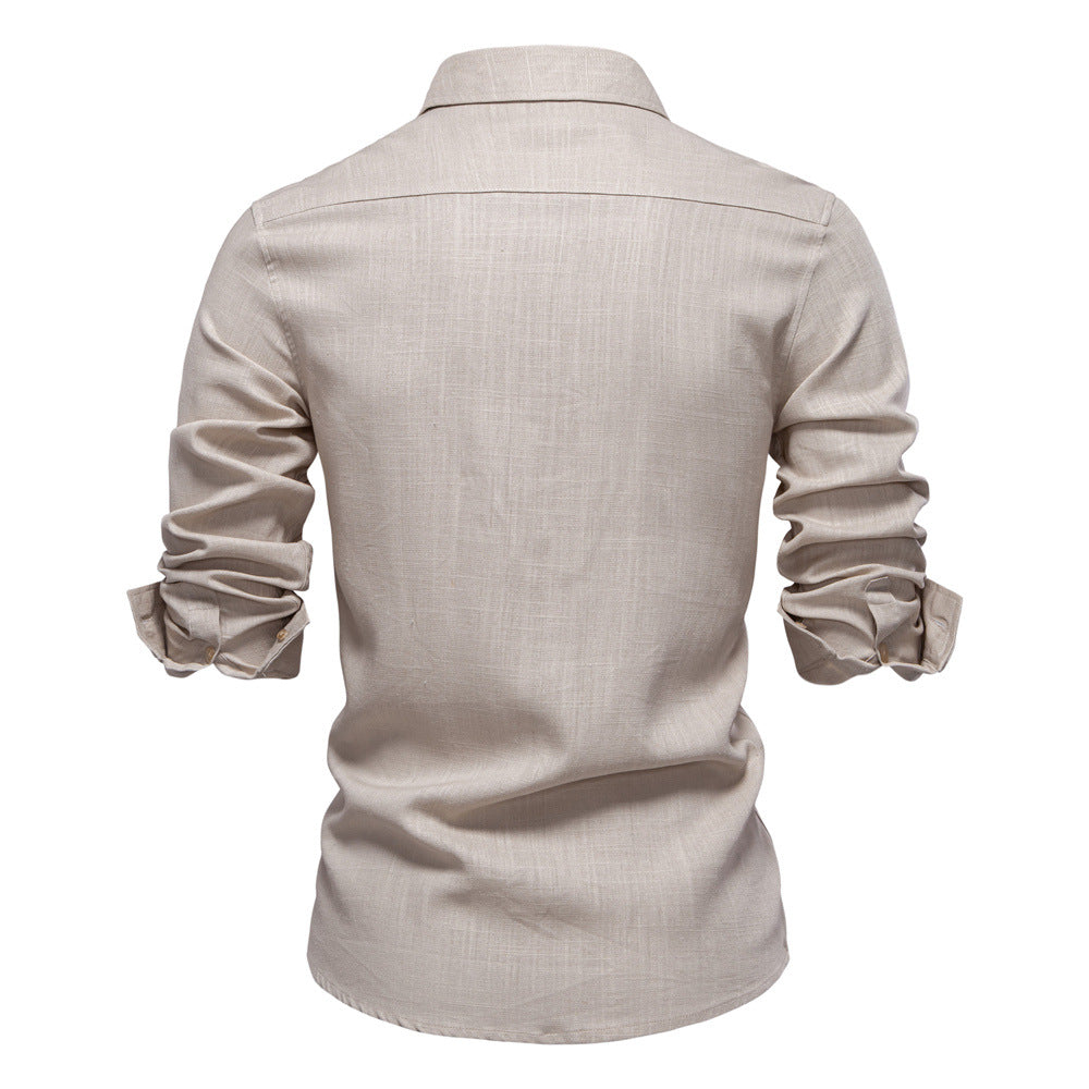 Men's Solid Long Sleeve Casual Linen Shirts