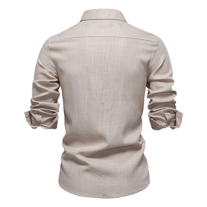 Men's Solid Long Sleeve Casual Linen Shirts