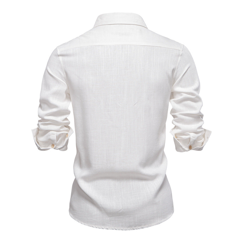Men's Solid Long Sleeve Casual Linen Shirts