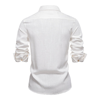 Men's Solid Long Sleeve Casual Linen Shirts