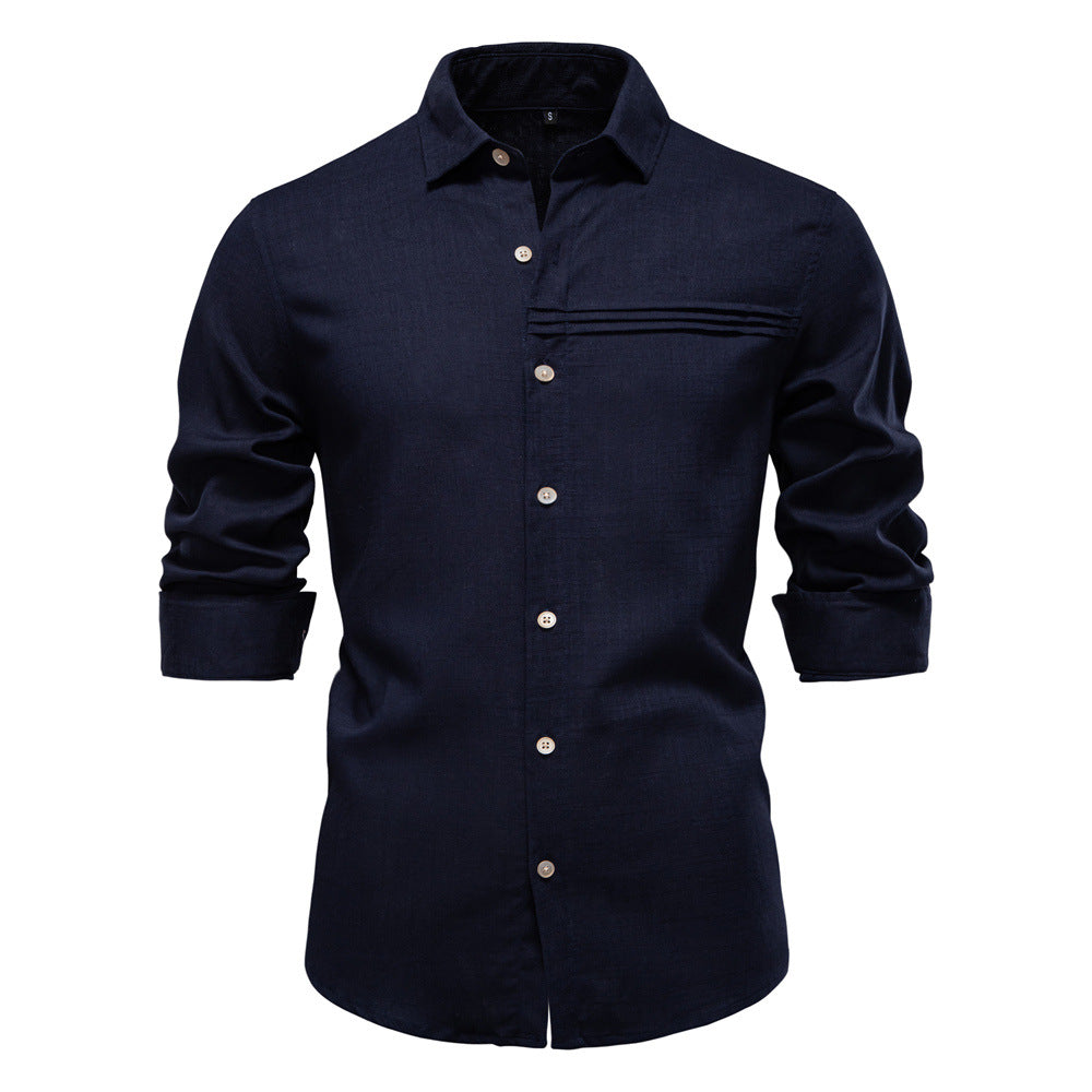 Men's Solid Long Sleeve Casual Linen Shirts