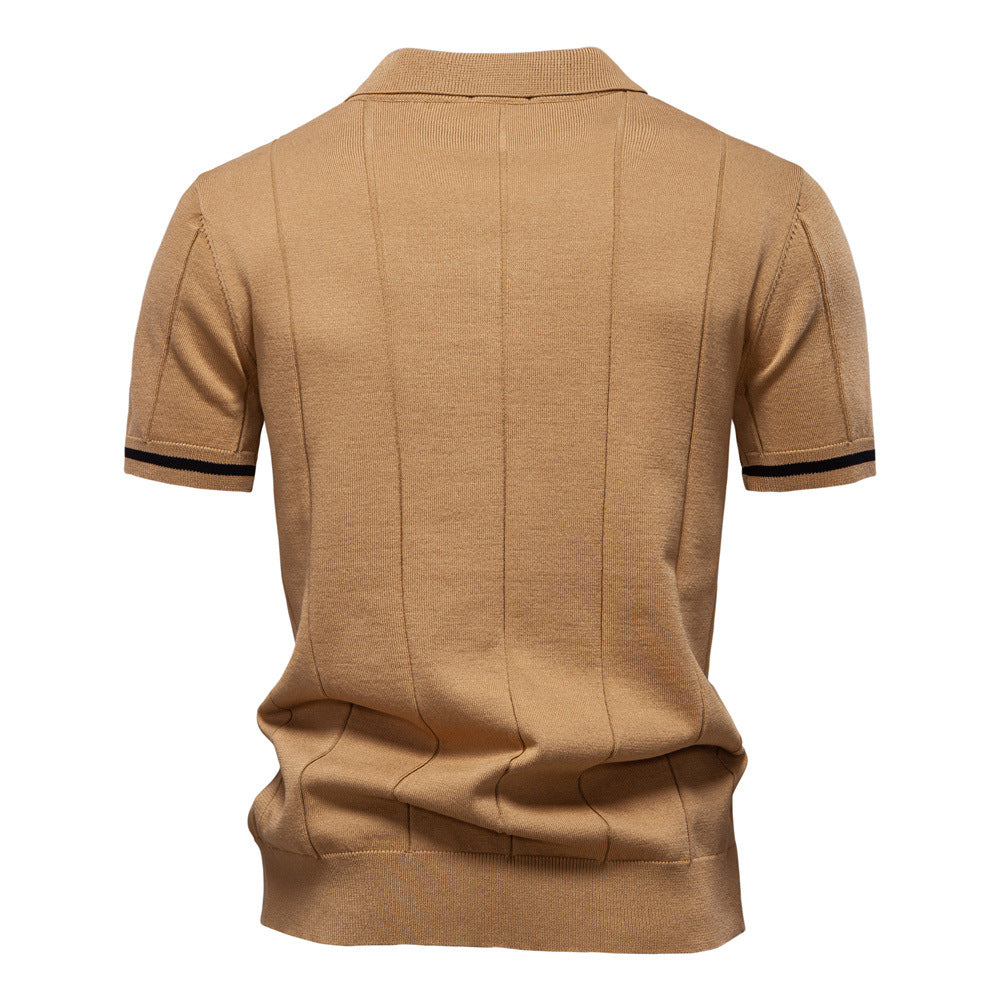 Men's Business Casual Woolen Knitted Polo Shirts