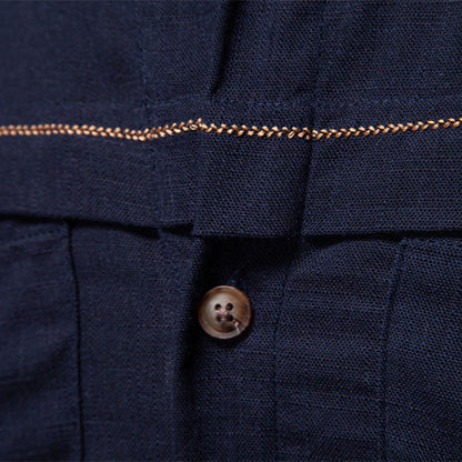 Men’s Long Sleeve Linen Western Pocket Stitch Shirts