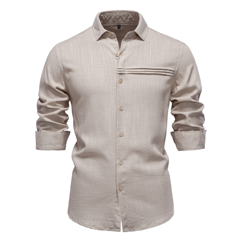 Men's Solid Long Sleeve Casual Linen Shirts