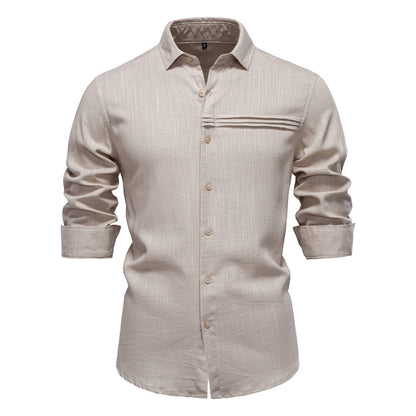 Men's Solid Long Sleeve Casual Linen Shirts