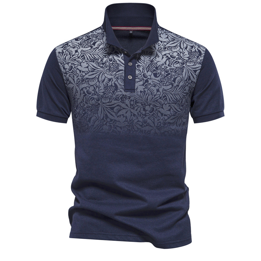 Men’s Gradient Floral Cotton Polo Shirts