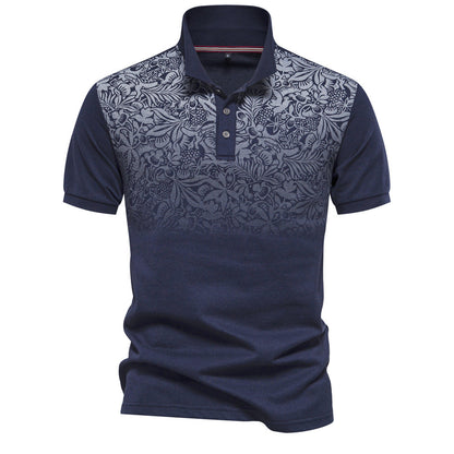 Men’s Gradient Floral Cotton Polo Shirts